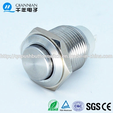 16mm 1no Self-Locking High Flat Nickel Plated Brass Stainless steel Push Button Switch