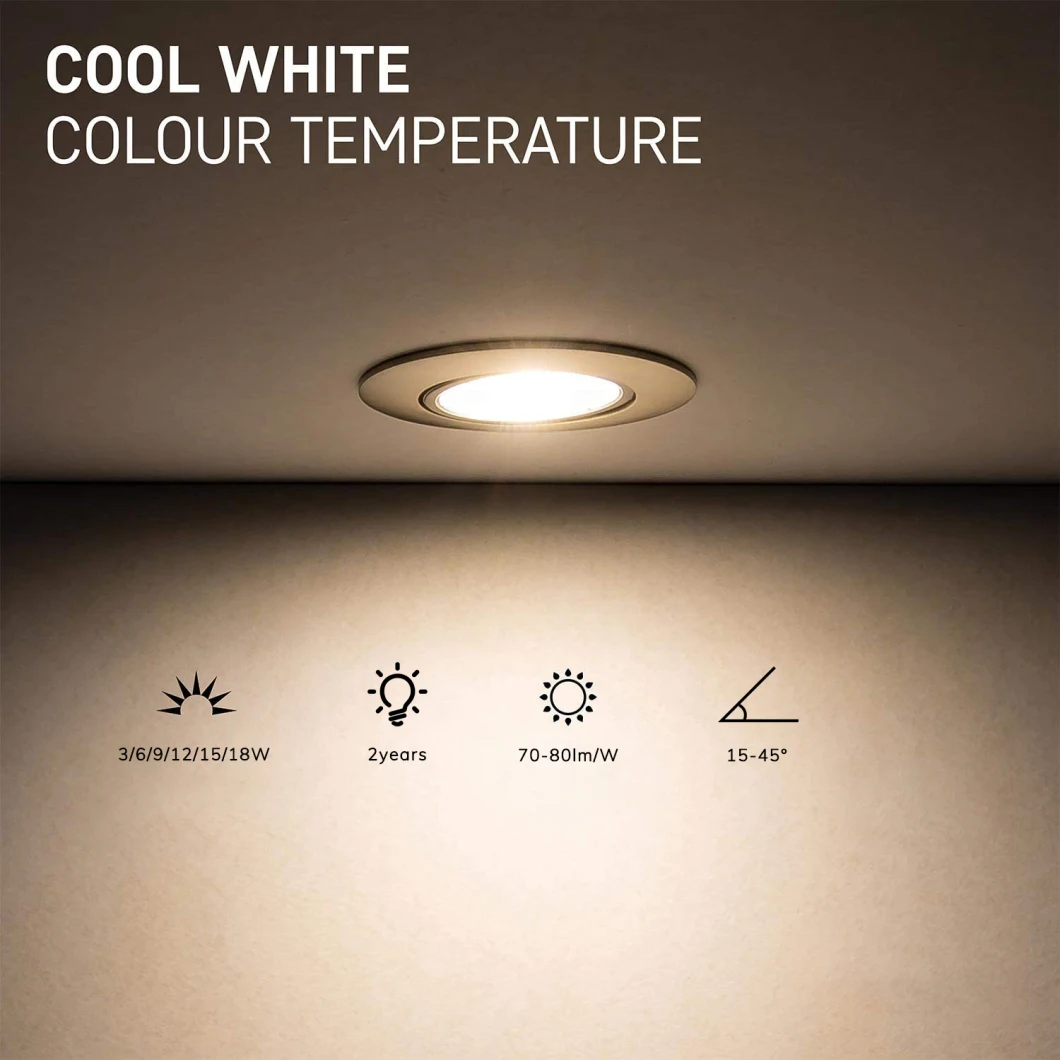 COB 6W LED Recessed Ceiling Downlight Mini Spotlight Wall Light Warm White Angle Adjustable Round Downlights
