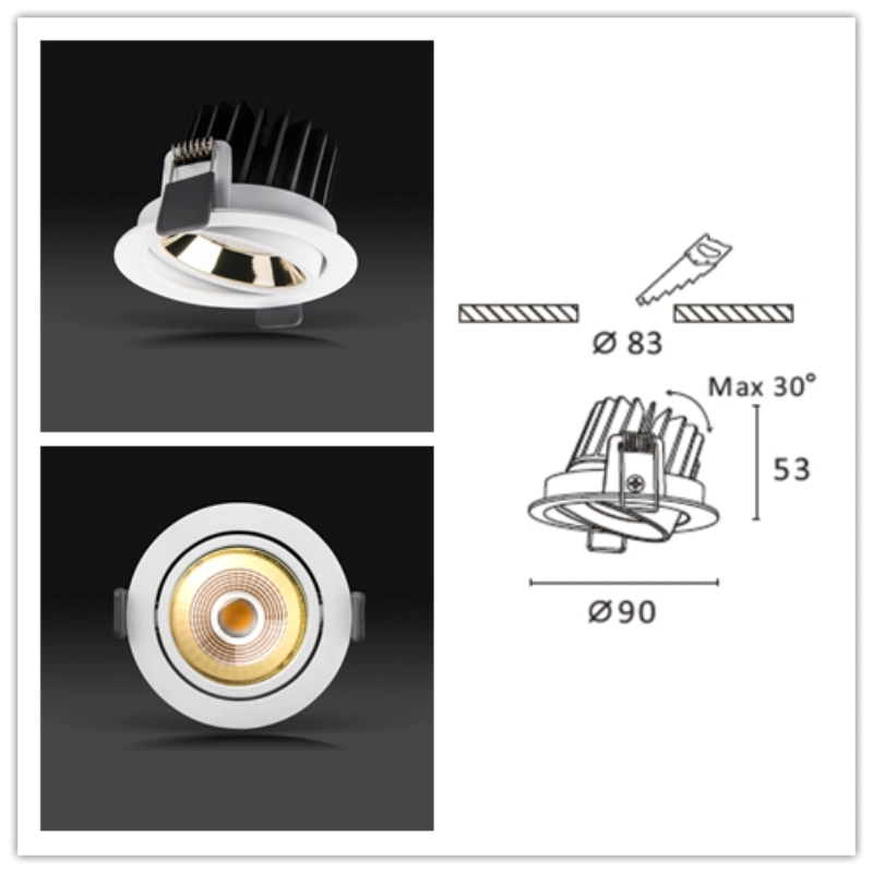 Adjustable COB LED Down Light Dali Dimmable Warm White IP44 Ceiling Light 6W 10W LED Downlight