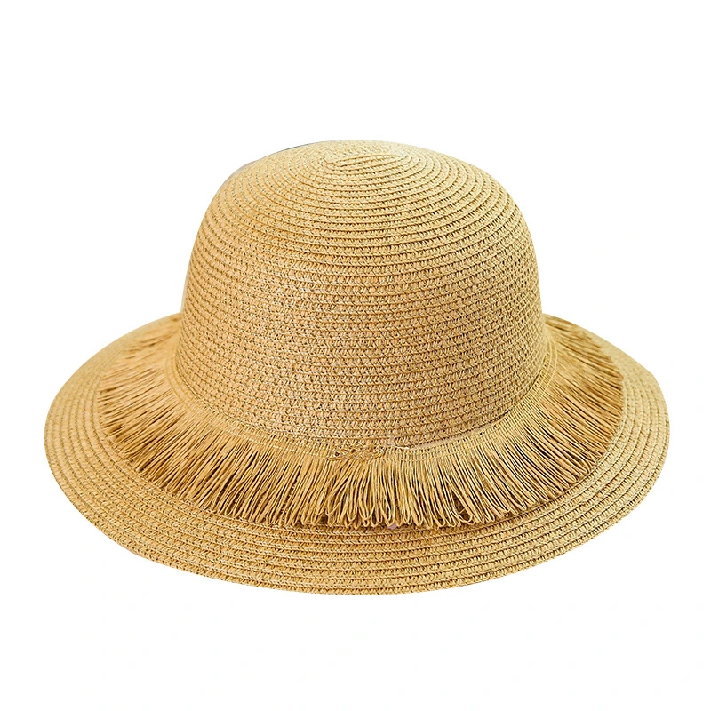 Men's Straw Hats, and Women's Double Brim Straw Hats with Tassels, Iron Bands Beach Shades Hats, Tassels Straw Hats, Straw Caps with Tassels