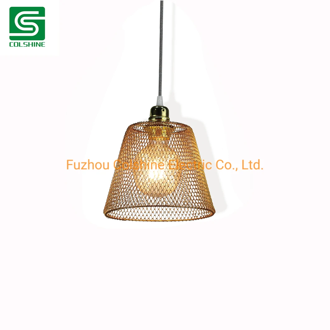 Foldable Metal Net Wire Cage Lampshade for Ceiling Pendant Light