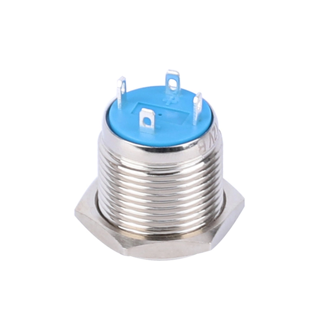 12V Blue LED 1no Momentary 16mm Push Button Switch