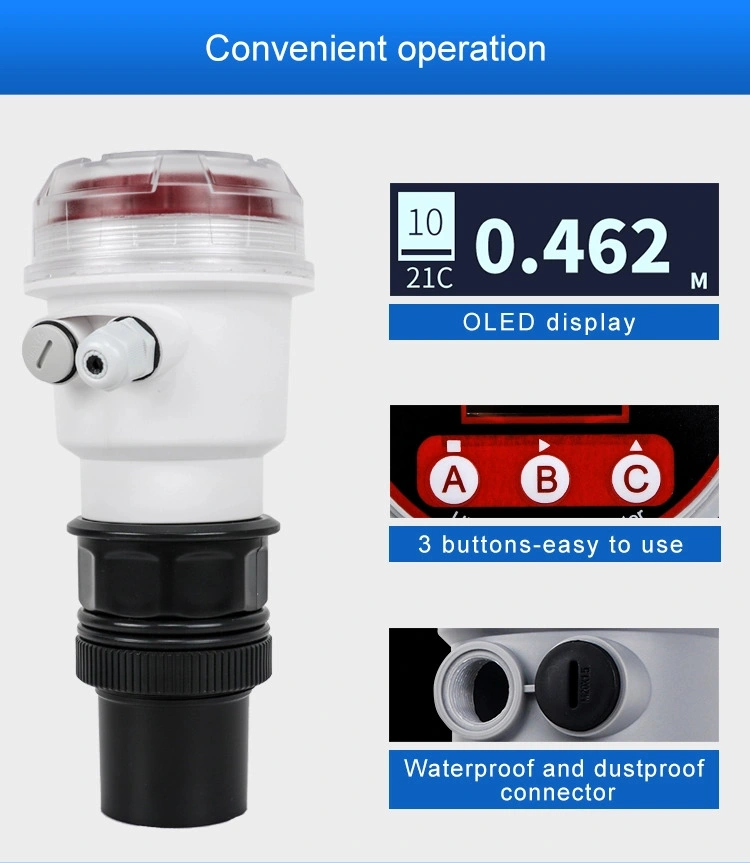 Ultrasonic Level Meter Water Level Sensor Digital Level Instrument 4-20mA Ultrasonic Level Sensor