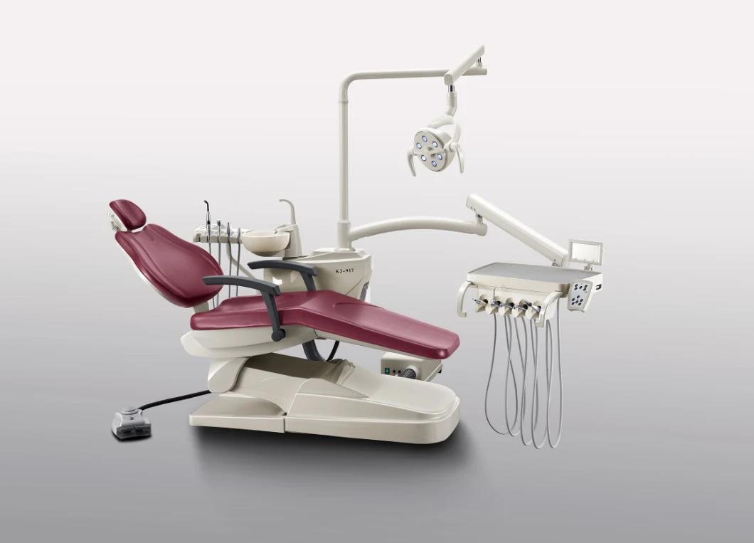 Multi-Functional Foot Pedal Left Handed Real Leather Dental Chair Equipment with Denmark Motor