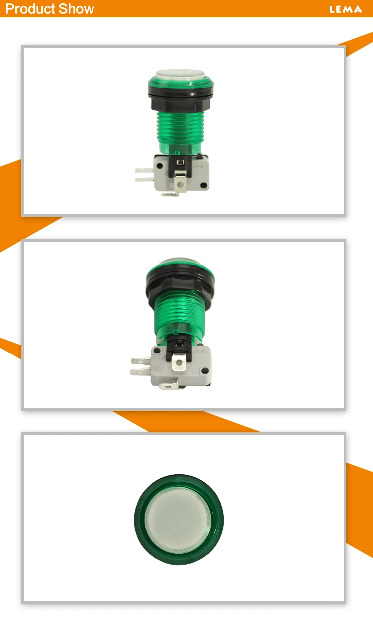 IP40 Protection Level Green LED Push Button Switch Pbs-003
