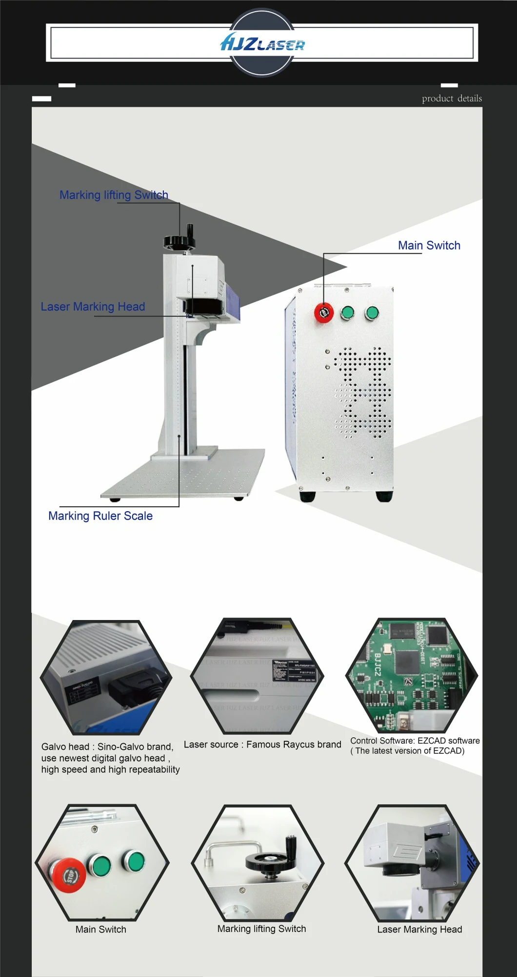 China 20W 30W 50W CNC Laser Marking Machine Engraver