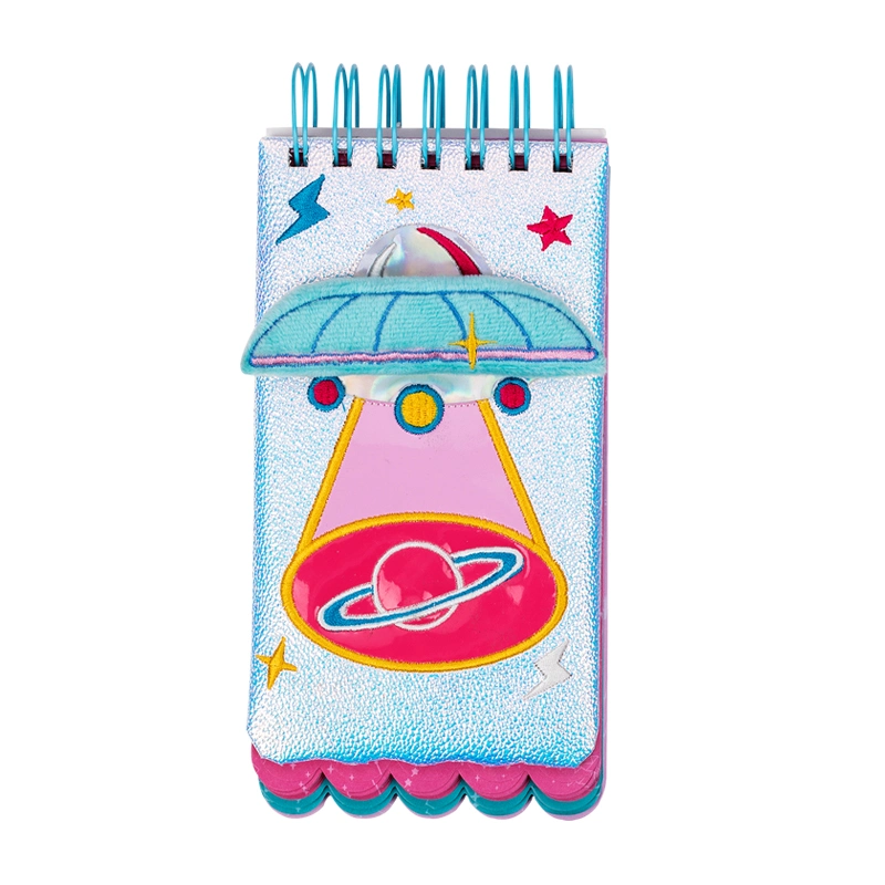 Spiral Notebook with UFO Design Plush PU Hardcover Spiral Notebook