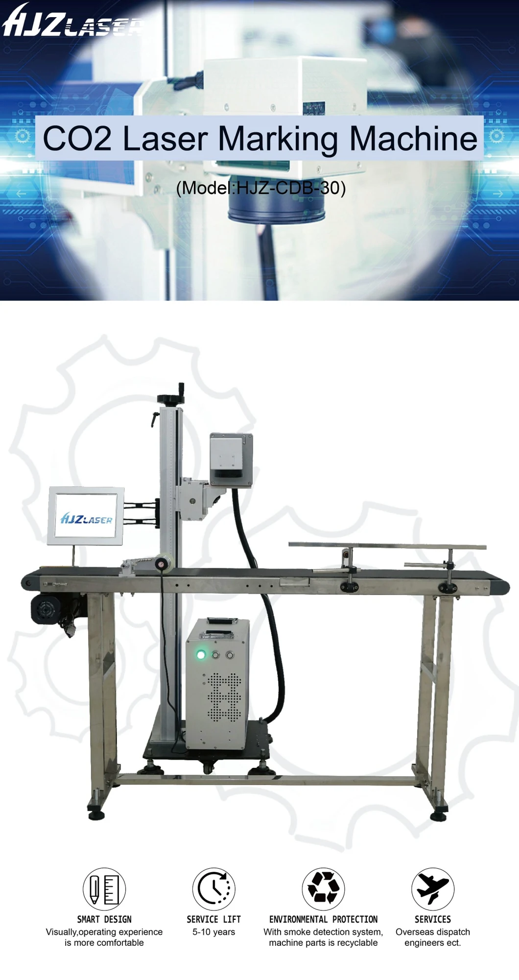RF Flying Coherent 30W CO2 Laser Marking Machine for Sale