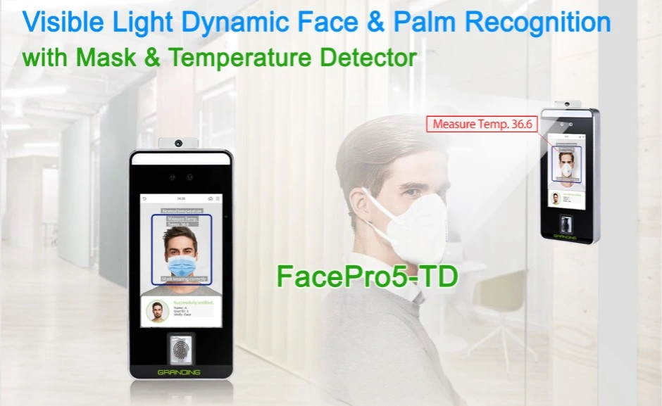 (FacePro5-TD) Facial Recognition Body Temperature Measurement Door Access Control System with Temperature Detector