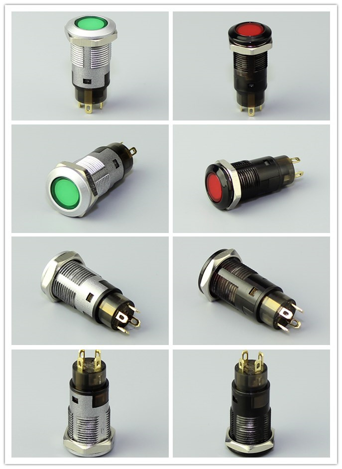 Different Type Illuminated 12mm Mounting Electric Push Button Switch