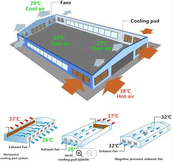 Wall Mounted Evaporative Cooling Pads for Chicken Farm