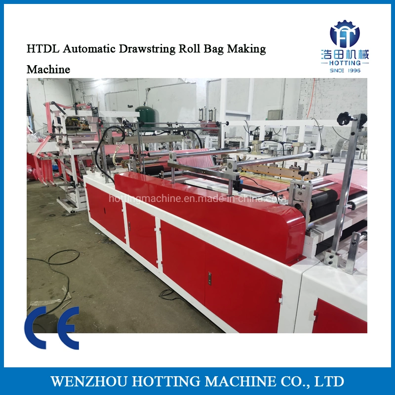 Plastic Overlap Drawstring Trash Bag Making Machine Perforation Continuous Rolling Draw Tape Garbage Bag Interleave and on Roll Making Machine Factory