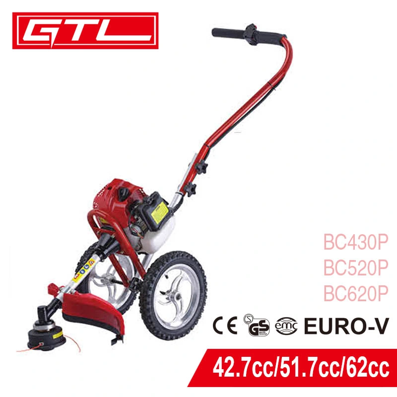 2 Stroke 51.7cc Gasoline Hand Push Mower Brush Cutter Grass Trimmer with Wheels