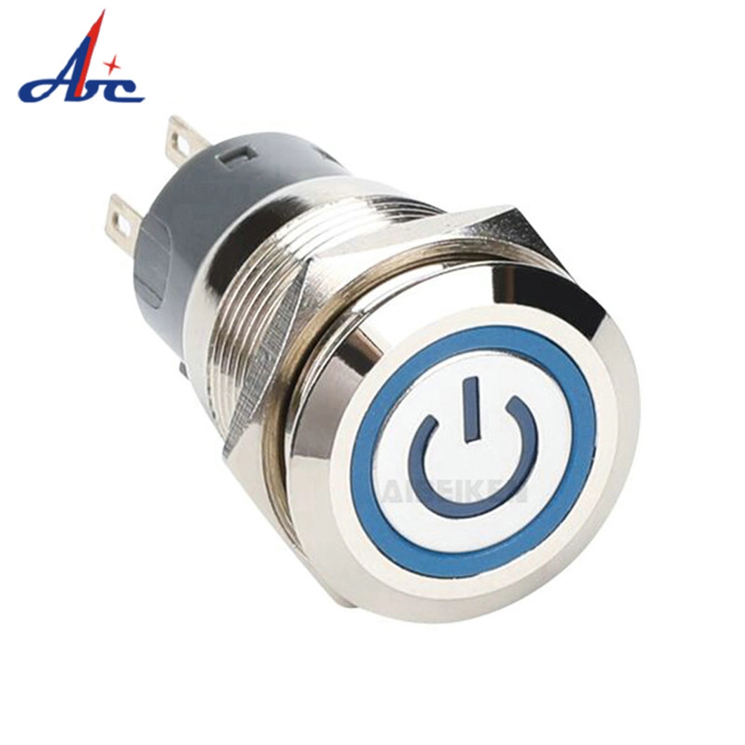 19mm on off Latching 12V LED Illuminated Power Button Switch