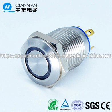 12mm Domed Head Momentary (NO) Nickel Plated Brass Push Button Switch