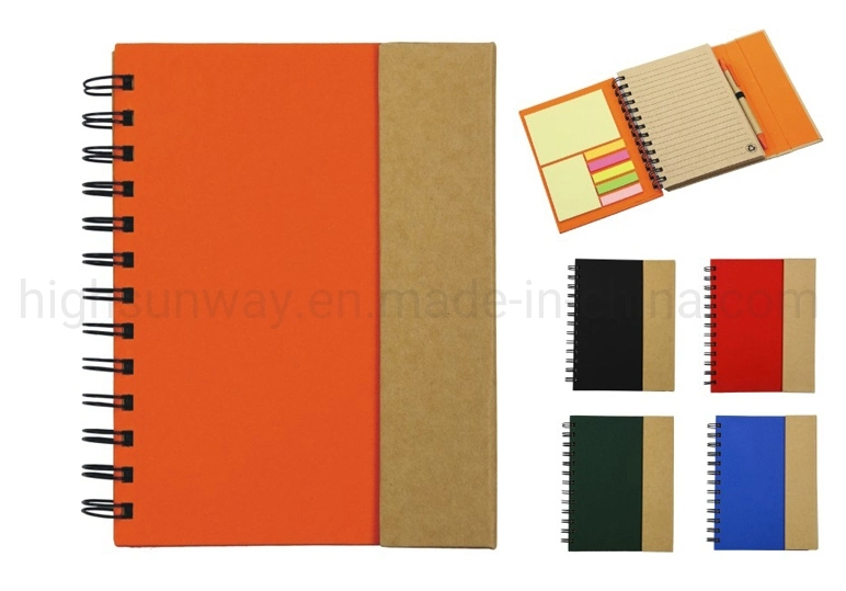 Eco-Friendly Spiral Notebook with Sticky Notes and Flags