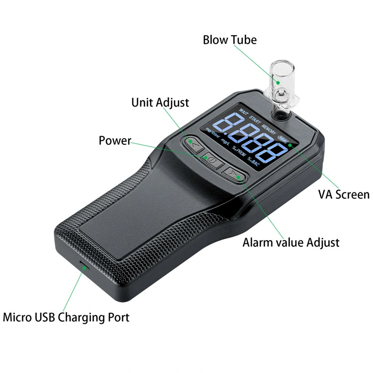Fuel Cell Sensor Digital Breath Alcohol Tester Breathalyzer with LCD Display