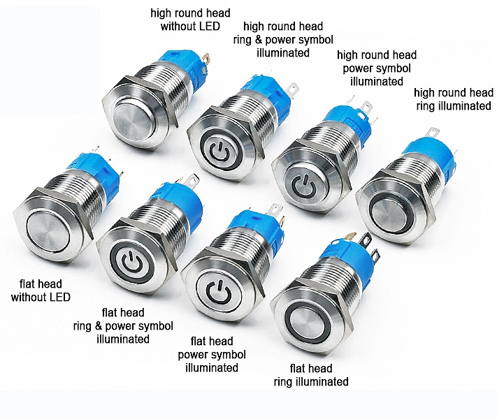 Push Button Switch Lamp Switches with LED Light 12mm Stainless Steel Push Button Switch