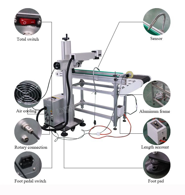 Belt Conveyor Fiber Laser Marking Machine for Marking Pen