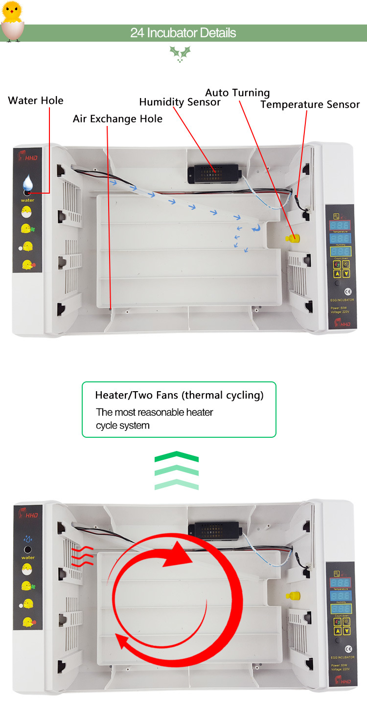 New Condition Hhd 220V Commercial Mini Egg Incubator 24 Egg Hatcher