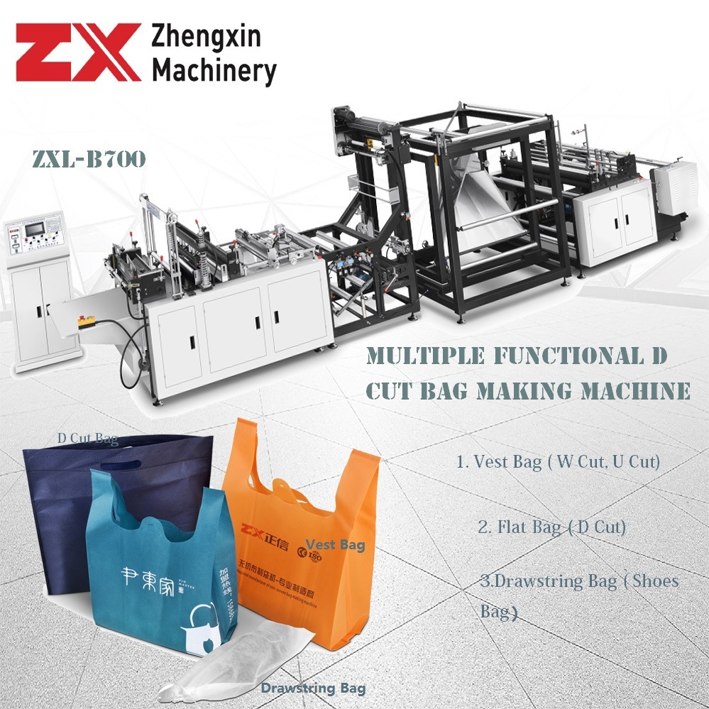 High Speed Biodegradable Non Woven Bag D Cut Bag Making Machine (ZXL-B700)