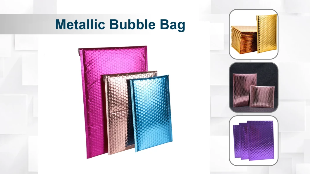 Customized Size Cosmetic Packaging Padded Pouch Golden Rose Metallic Bubble Envelopes Poly Bubble Shipping Bags