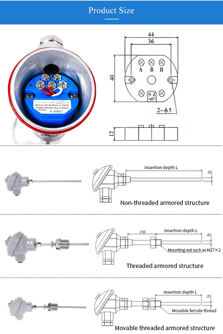 Smart Temperature Transmitter Temperature Sensor Type PT100 4-20mA