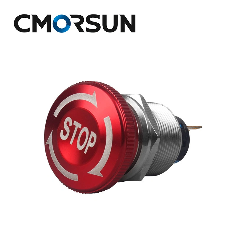 Cmorsun 19mm Metal Mushroom Head Emergency Stop E-Stop Push Button Switch