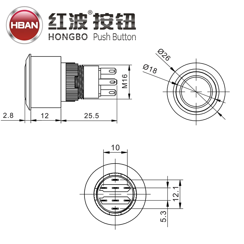 Hban CE RoHS (22mm) Momentary Latching Head-Illumination Micro Switch