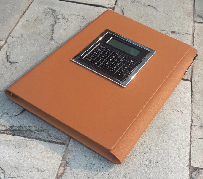 Luxury Brown Leather Notebook with Calculator