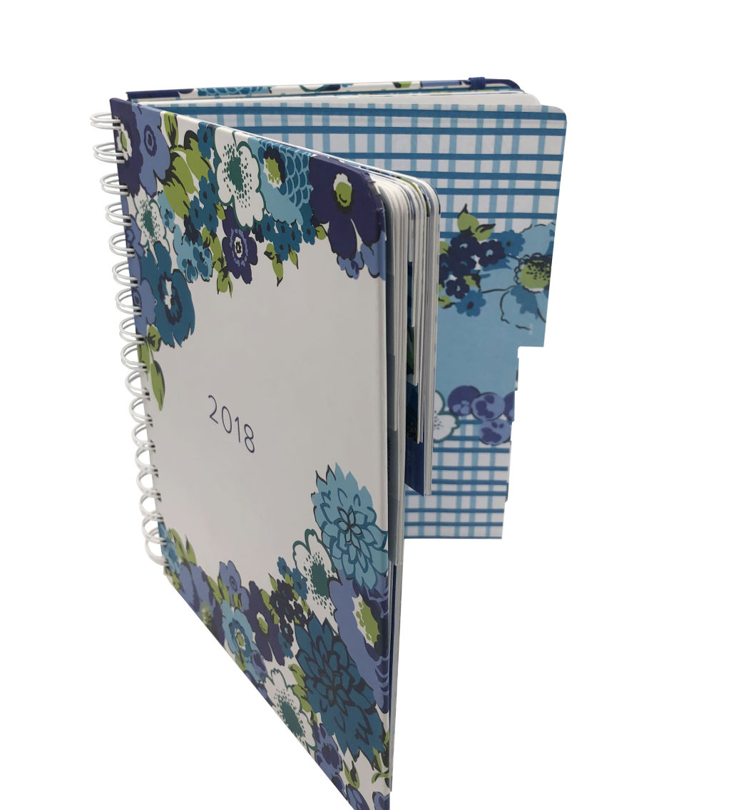 Hardcover Spiral Notebook, Blue Flower Cover Design