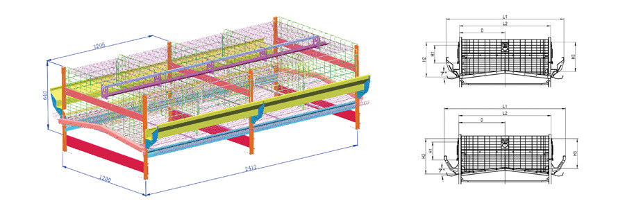 H Type Layer Chicken Cages with Automatic Egg Collection System