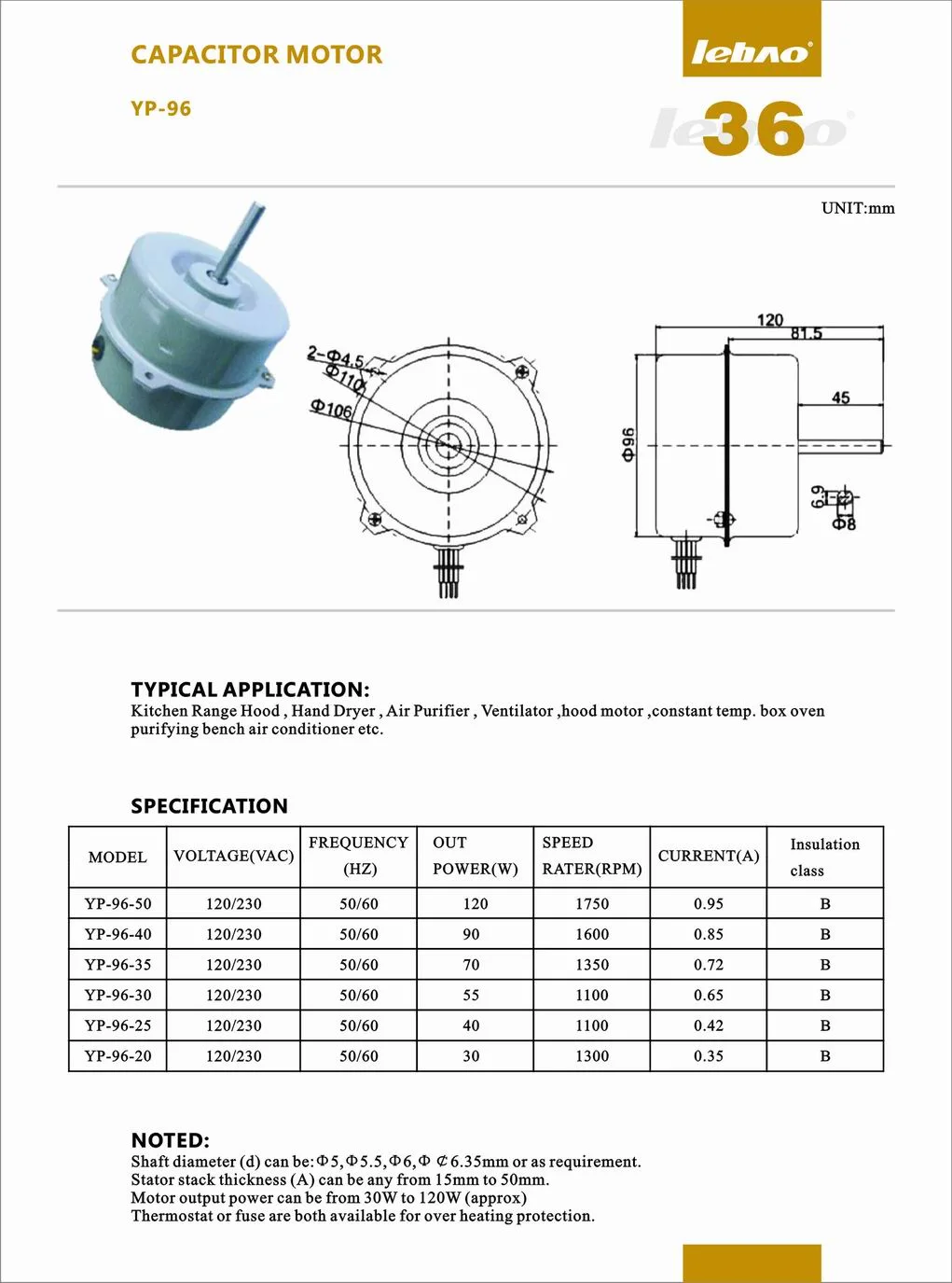 AC Single-Phase Outdoor Fan Motor for Micro-Oven Fans/Electric Steam Box/Warmer Air Machine/Air Cooler Pump Motor