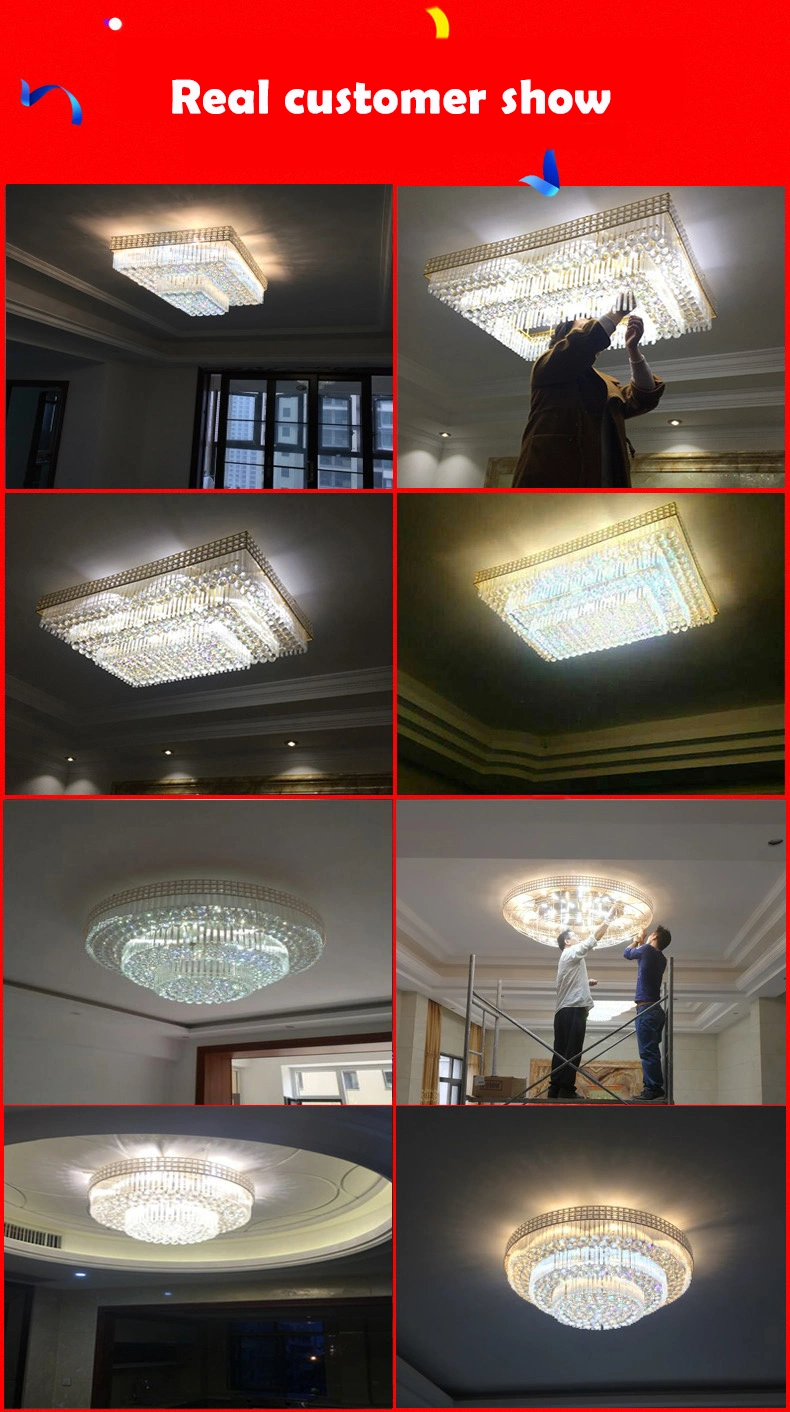 Ceiling Chandelier Large Wedding Modern Luxury Hotel Lobby LED Crystal Chandeliers for High Ceiling