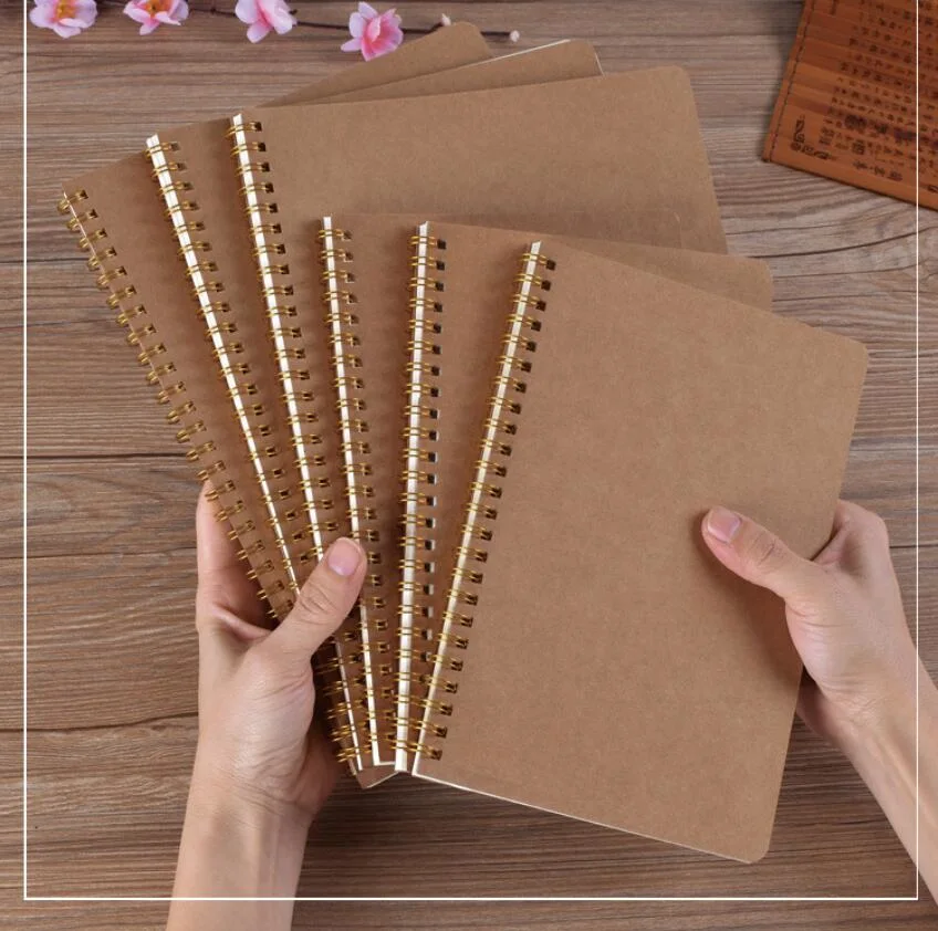 Custom Pages Kraft Paper Spiral Binding Hardboard Cover Notebook
