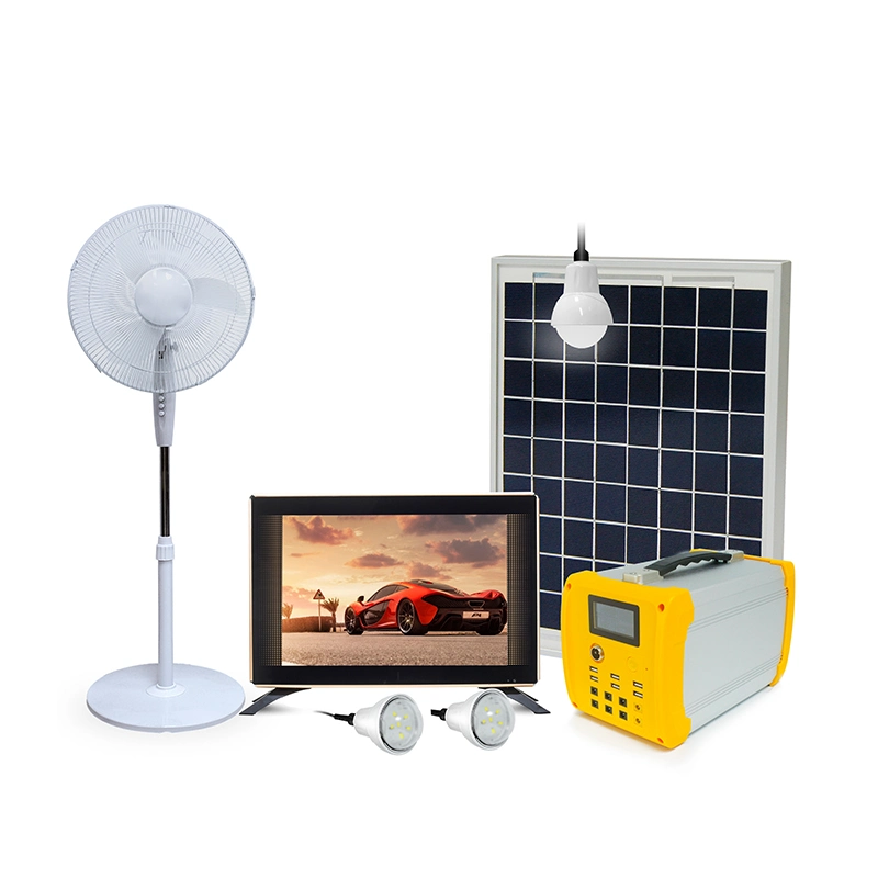50W 100W Solar Panel Energy Home Solar Power System with LED Light DC Fan and TV