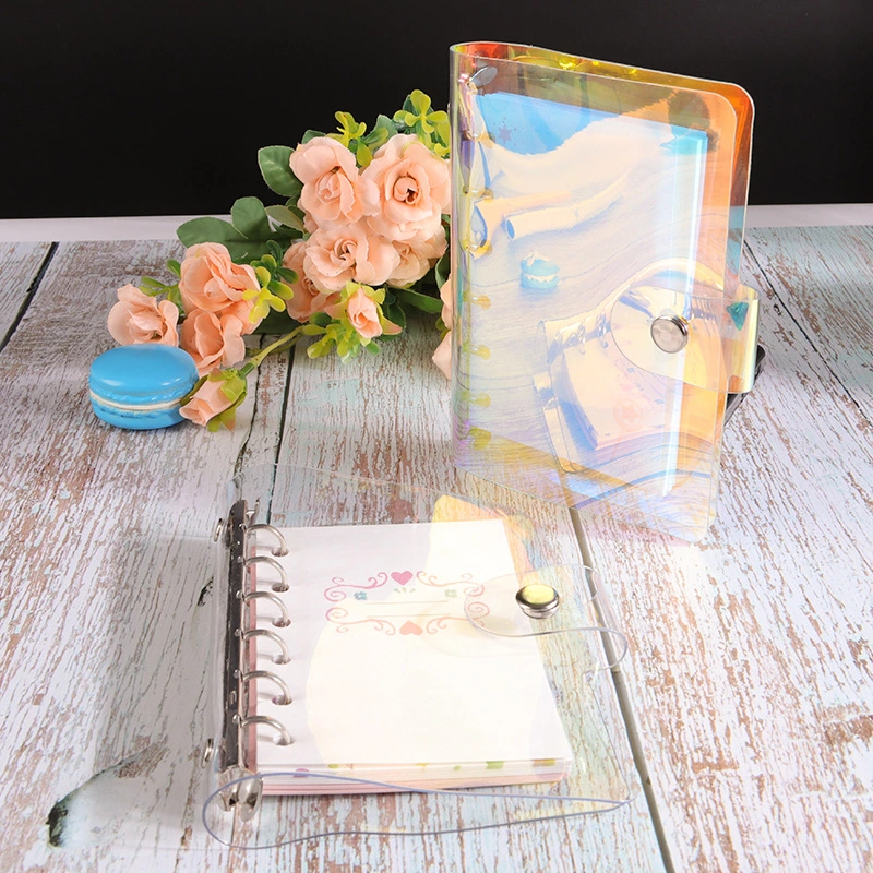 Fashion A5/A6/A7 Color 6 Rings Binder Loose Leaf Binder PVC Clear Spiral Notebook Cover File Folder Book