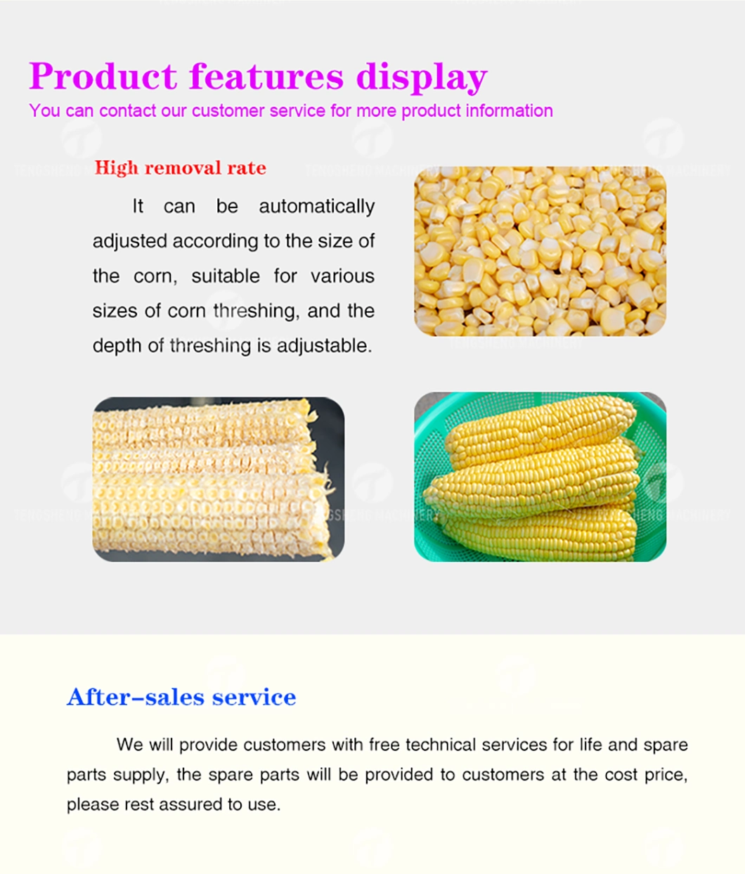 Tengsheng Factory Direct Commercial High Yield Sweet Corn Thresher Machine Fresh Corn Sheller (TS-W168L)