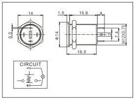 12mm Domed Head Momentary (NO) Nickel Plated Brass Push Button Switch