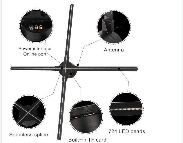 High Quality Hologram LED Fan with Spinning LED Blade for Holographic 3D Projection, 3D LED Fan