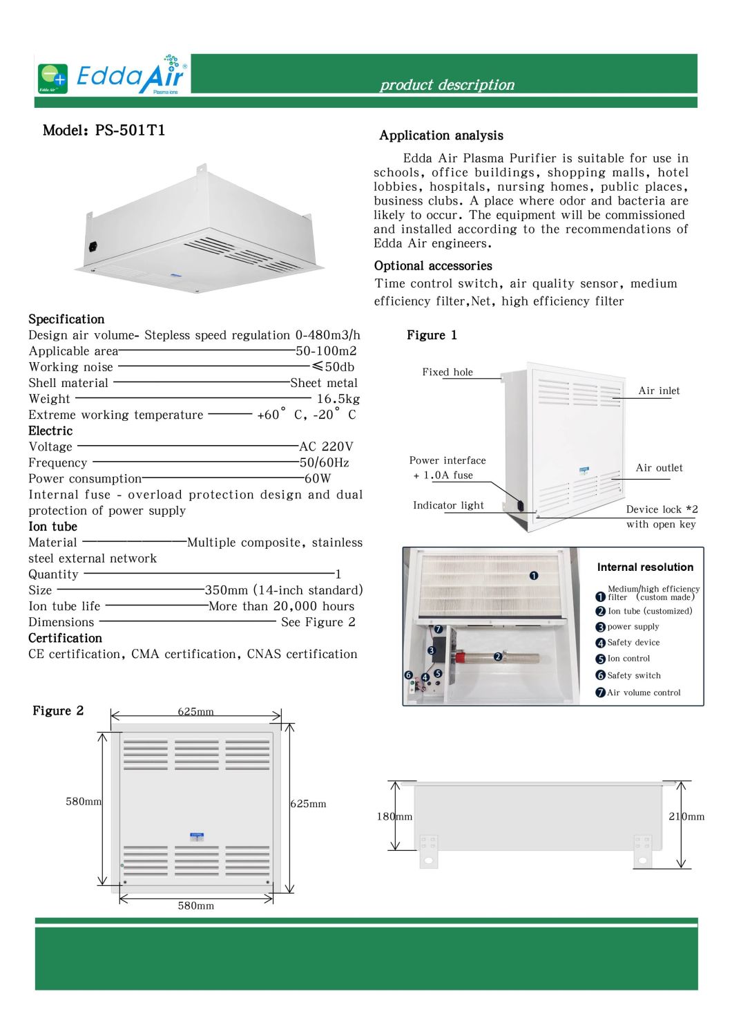 Factory Price Automatic Ceiling Mounted Central Plasma Ceiling Air Purifier