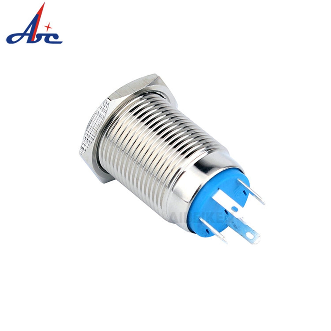 High Head 12V Ring-Illuminated 16mm Momentary Metal Push Button Switch