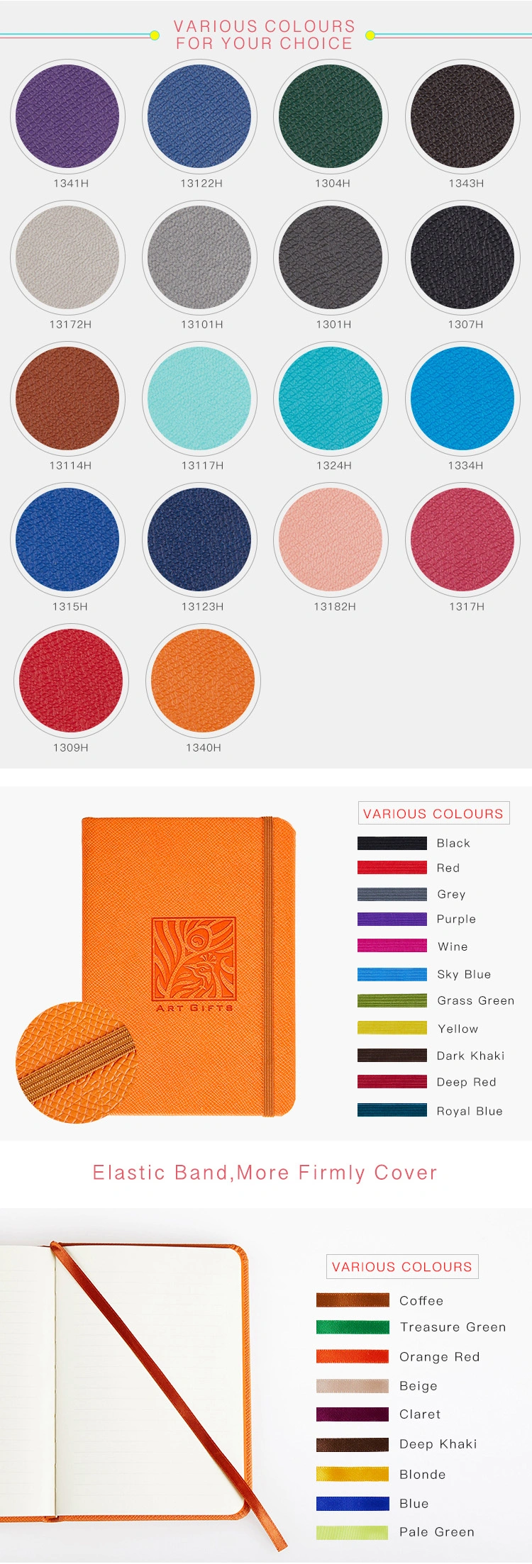 Custom Elastic Band PU Leather Writing Journal Small Notebook (113mm*172mm)