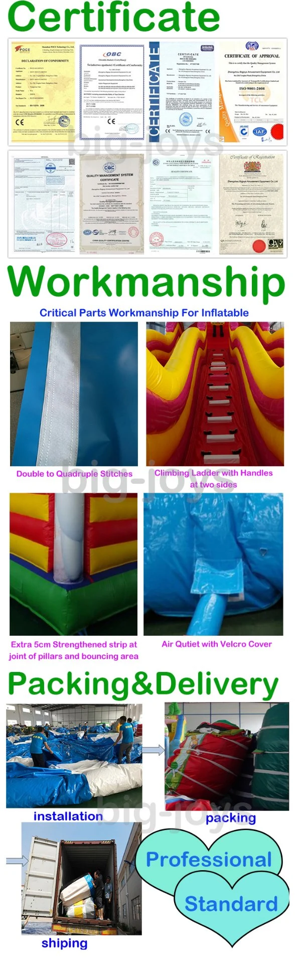 Giant Bouncy Outdoor Air Filled Adult Obstacle Big Inflatable Slide with Rock Climbing Wall
