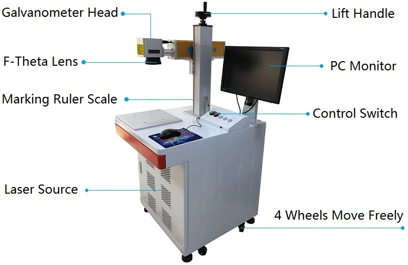 Eight Position Rotary Marking Pen Optical Fiber Laser Marking Machine
