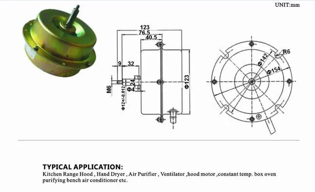 AC Electrical Pure Copper Fan Motor for Cosy Home Machine/Commercial Split Outdoor Fans