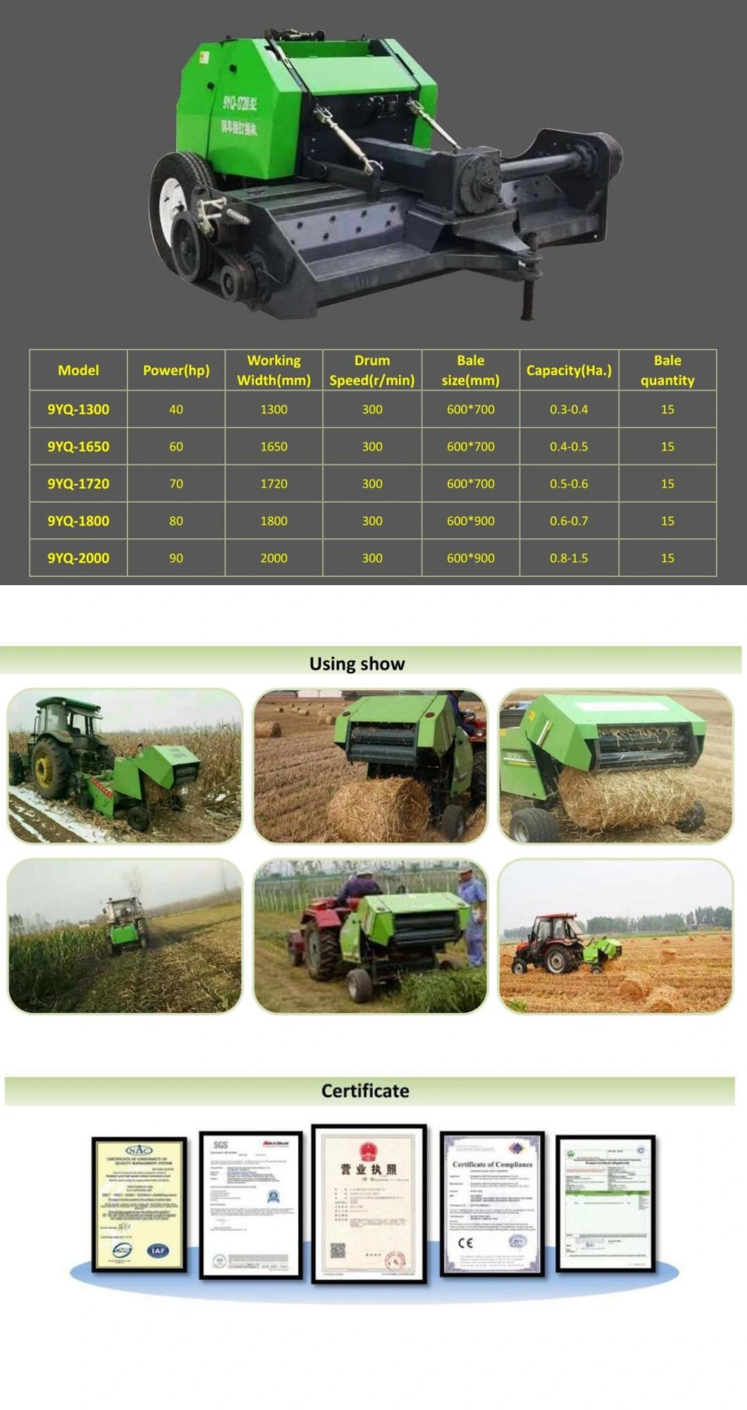 Round Straw Baler Machine Hay Cutter Baler Wet Grass Baler with Good Price