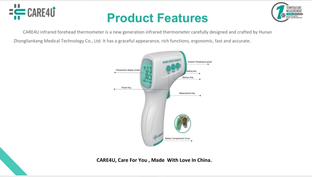 Non-Contact Infrared Forehead Thermometer Digital Infrared Thermometer Mercury Free Thermometer Gun