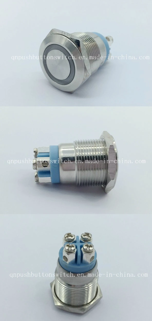 19mm Short Distance Screw Pin Ring Momentary Stainless Switch