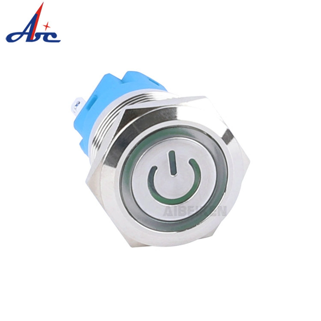 19mm Momentary LED Waterproof 5 Pin Push Button Switch with Power Logo